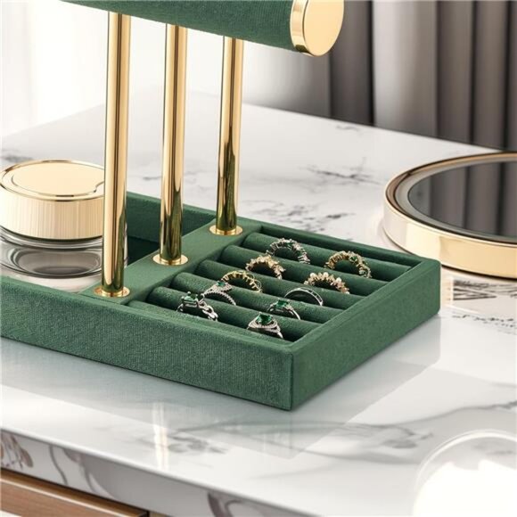Bracelet Holder Jewelry Display Velvet T Bar Organizer Necklace Ring Watch Stand - Picture 6 of 7